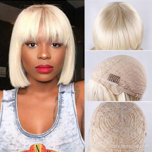 Pour francais Perruques Bob courtes cheveux bresilienne indiens non dentelle perruques naturel cheveux humain pour femme noir